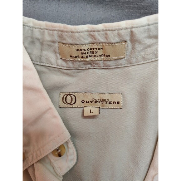 Men's Outdoor Outfitters Long Sleeve Button Up Shirt Cream Large Cotton - Picture 5 of 5